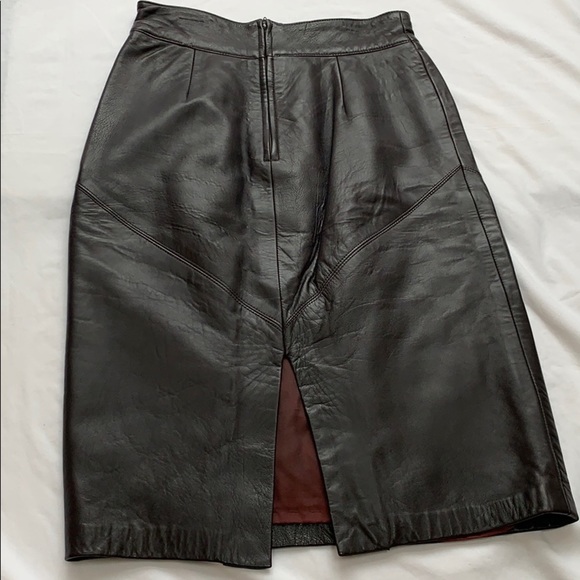 St. Gillian Brown Soft Leather Pencil Skirt Sz. 4 - Picture 3 of 6